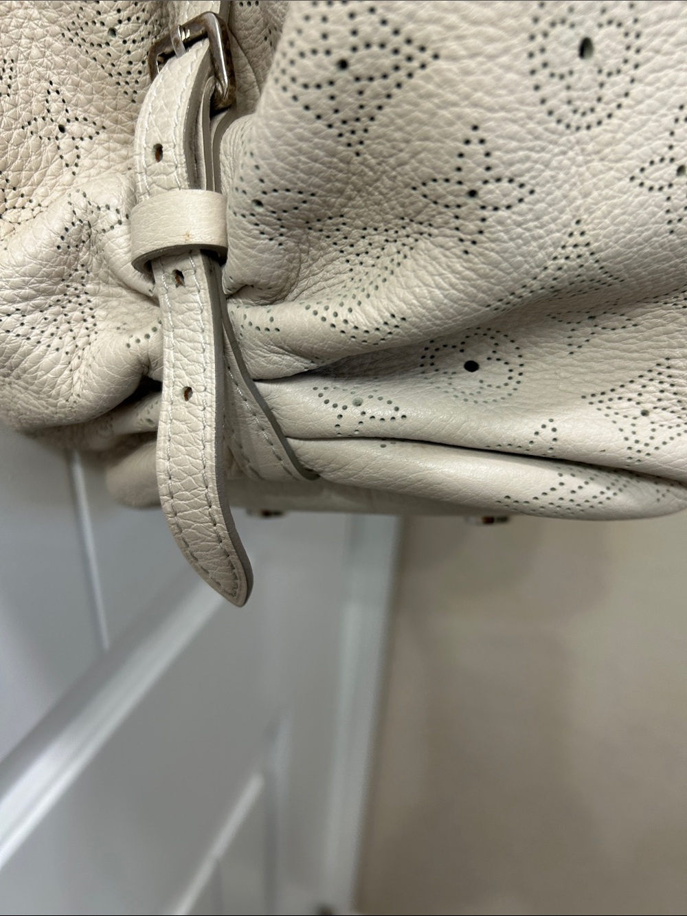 Louis Vuitton Perforated Cream Leather Shoulder Bag with Silver Hardware - Picture 14 of 16